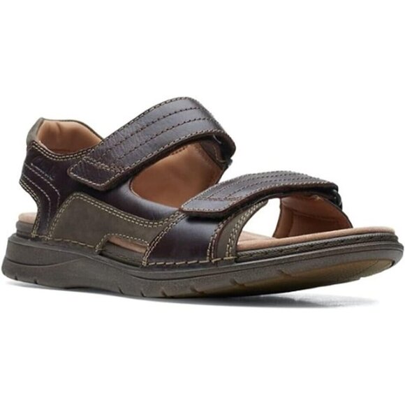 Clarks Men's, Nature Trek Sandal Brown Mahogany Leather Adjustable NEW 7 M - Picture 1 of 8